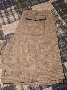 Men's Plaid Khaki Shorts - Beige/Tan Lee Dungarees Size 42